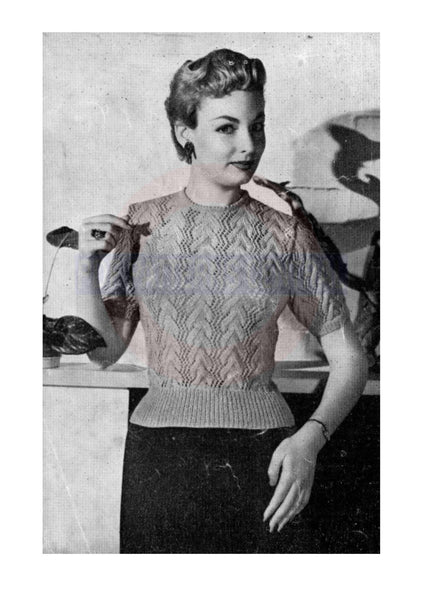 Early 1950s Knitting Pattern For Button-Up Twin Set Bust Size 34