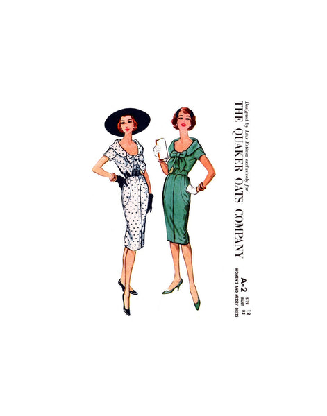 50s Slim Skirt Dress with Rolled Bias Collar by Luis Estévez, Bust 32 –  Patterns Central
