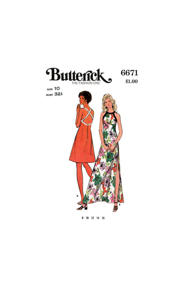 70s Halter Neckline Bias Pantdress in Two Lengths, Bust 34 (87 cm) St –  Patterns Central