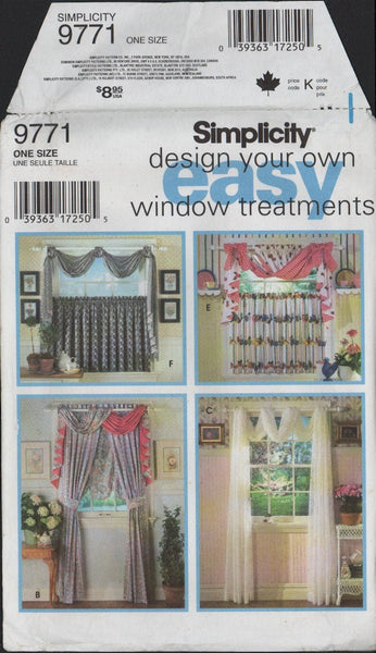 Simplicity Sewing For Dummies Pattern 9869 Window Treatments Curtains 4 New