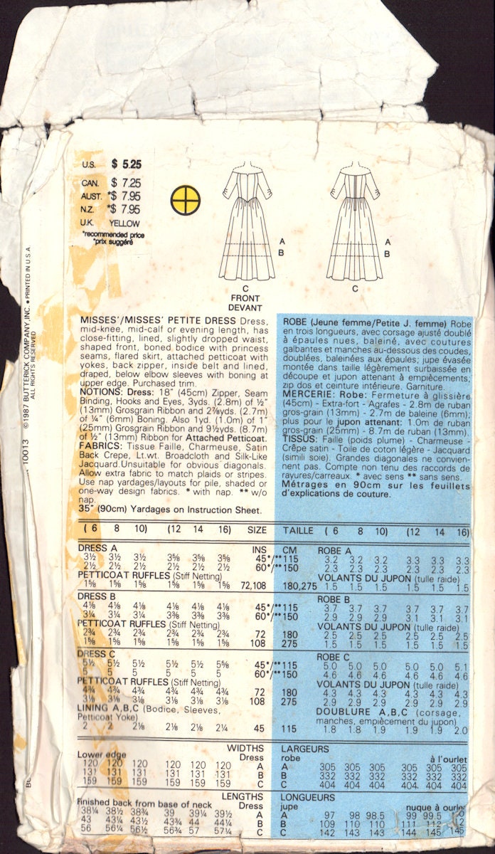 Butterick 5944 Dress, Sewing Pattern, Size 8, CUT, COMPLETE – Patterns ...