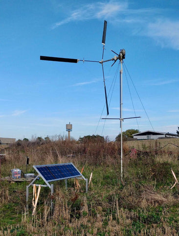 Complete offgrid setup — we’re running solar to be able to boot up the turbine and electronics in case of a complete flat battery.
