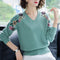 Slim V-Neck Flower Embroidery knitted Pullovers For Women - TENDIZE.