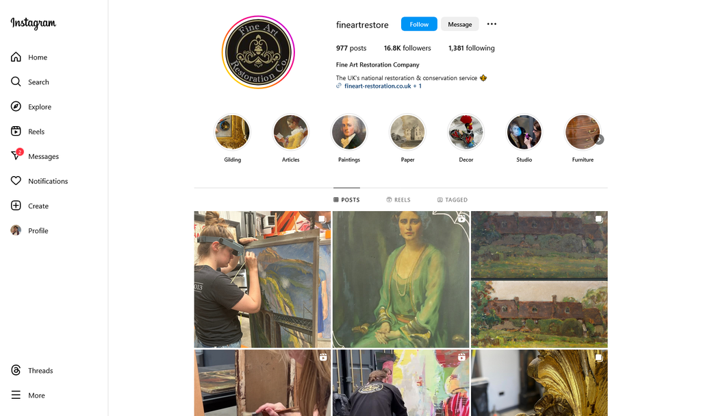 Social Media Strategy for art restoration websites 2