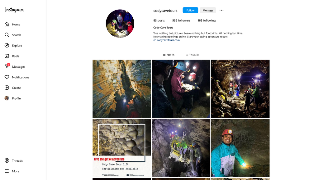 Social Media Strategy for cave tours websites 2