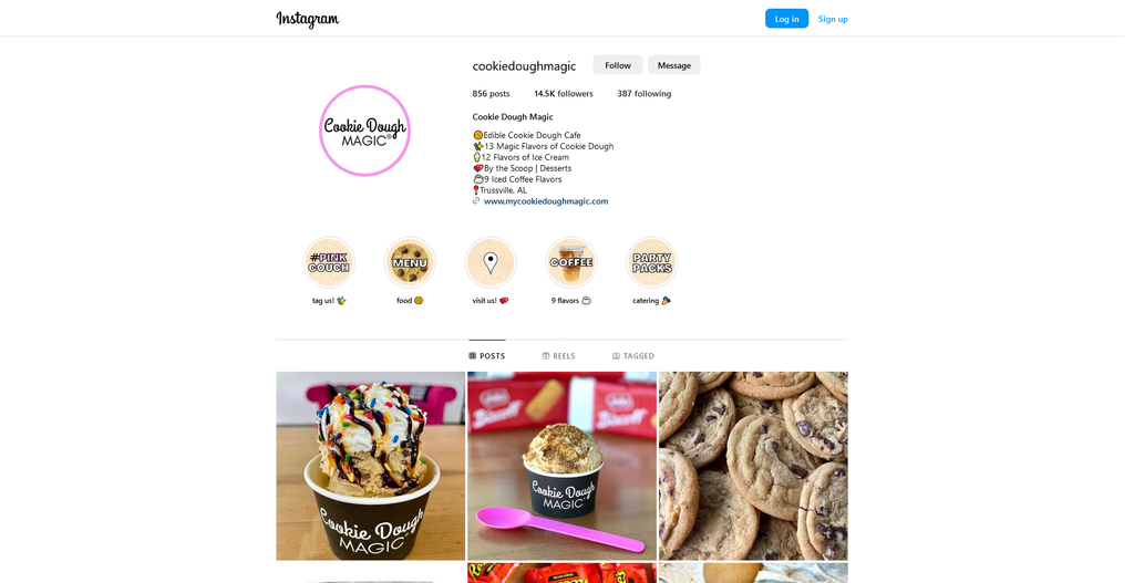 Social Media Strategy for edible cookie dough cafe websites 3