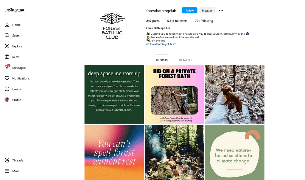 Social Media Strategy for forest bathing websites 5