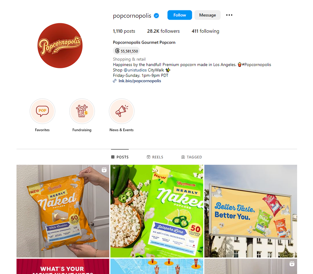 Social Media Strategy for gourmet popcorn shop websites 2