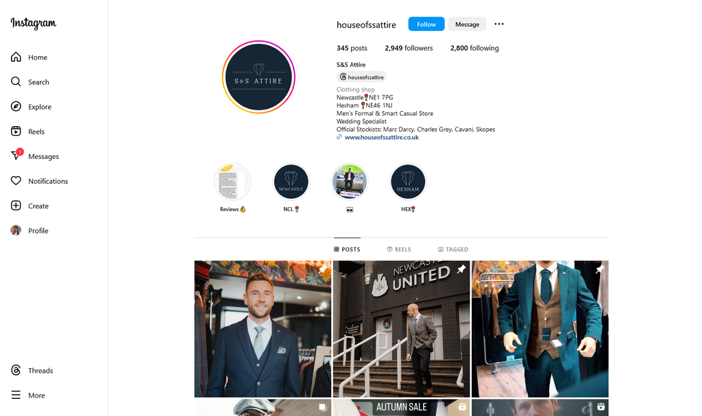 Social Media Strategy for specialty suit store websites 2