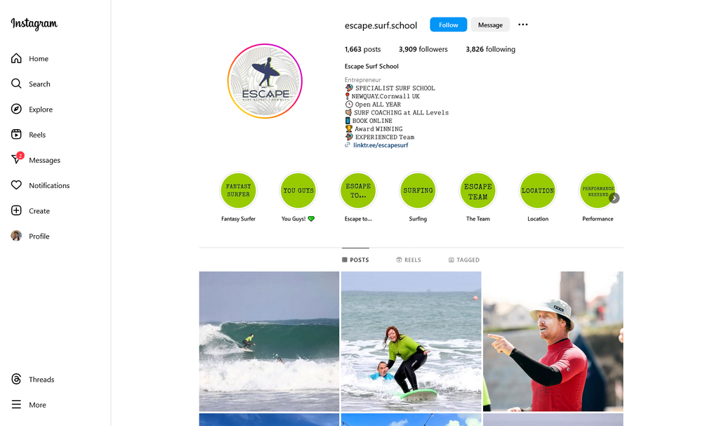 Social Media Strategy for surfing school websites 5