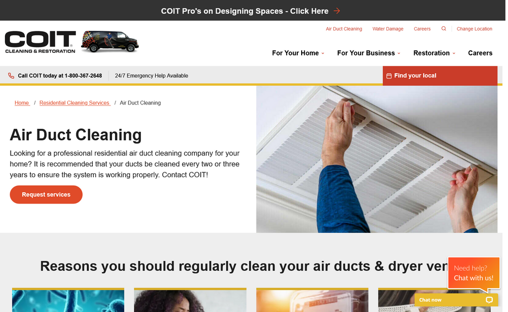 Website Design & Creation for air duct cleaning website URL 1