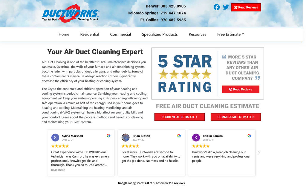 Website Design & Creation for air duct cleaning website URL 4