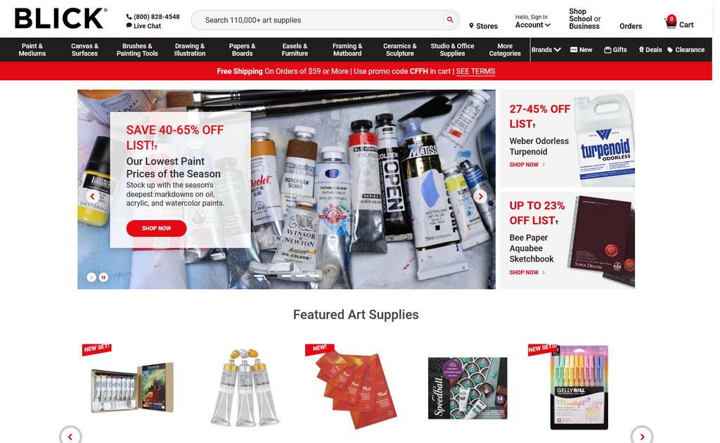 Website Design & Creation for art supply store website URL 1