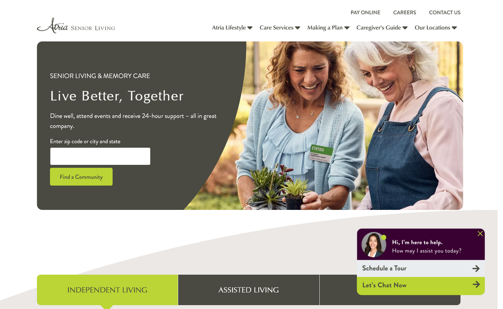 Website Design & Creation for assisted living website URL 1