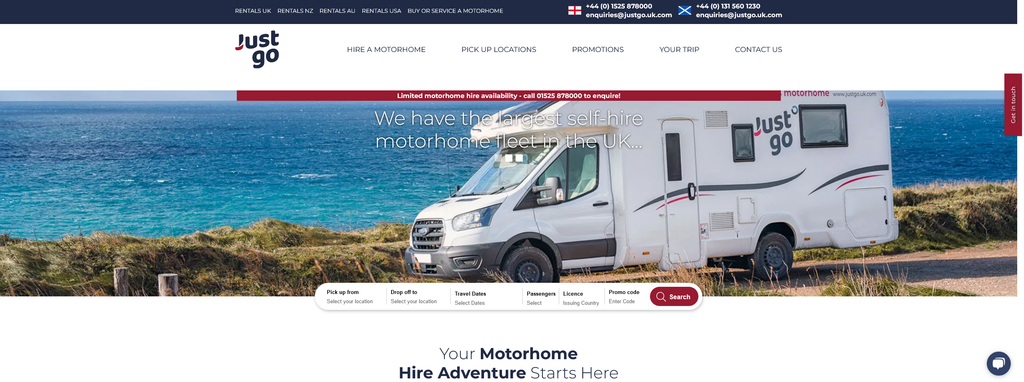 Website Design & Creation for camper rental website URL 1