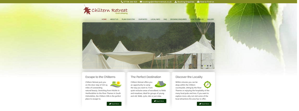 Website Design & Creation for camping retreat website URL 3