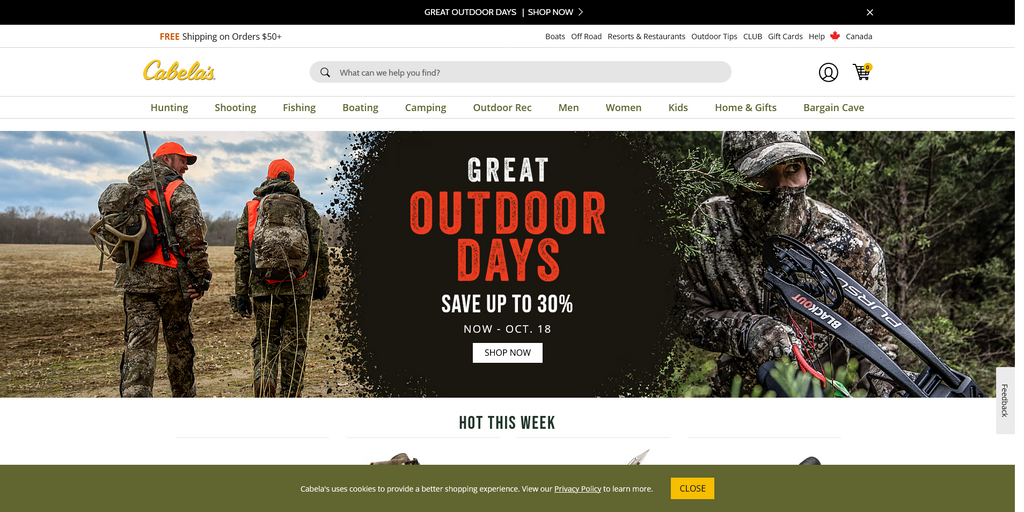 Website Design & Creation for camping supply store website URL 3