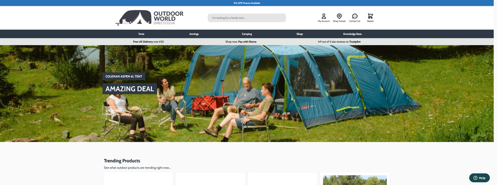 Website Design & Creation for camping supply store website URL 5