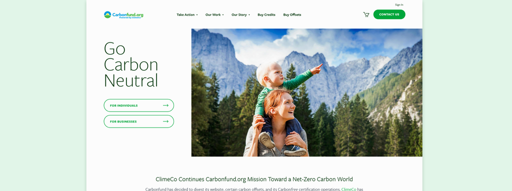 Website Design & Creation for carbon off setting website URL 3