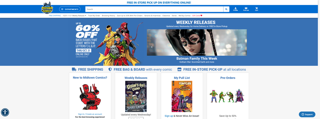 Website Design & Creation for comic book store website URL 2