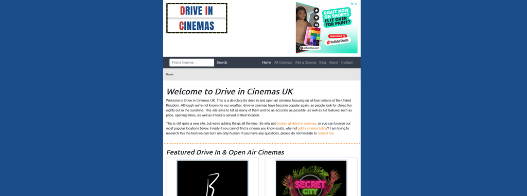 Website Design & Creation for drive in movie theater website URL 2