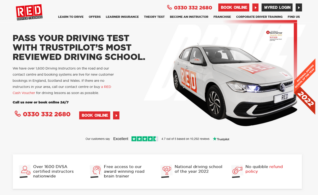Website Design & Creation for driving school website URL 1