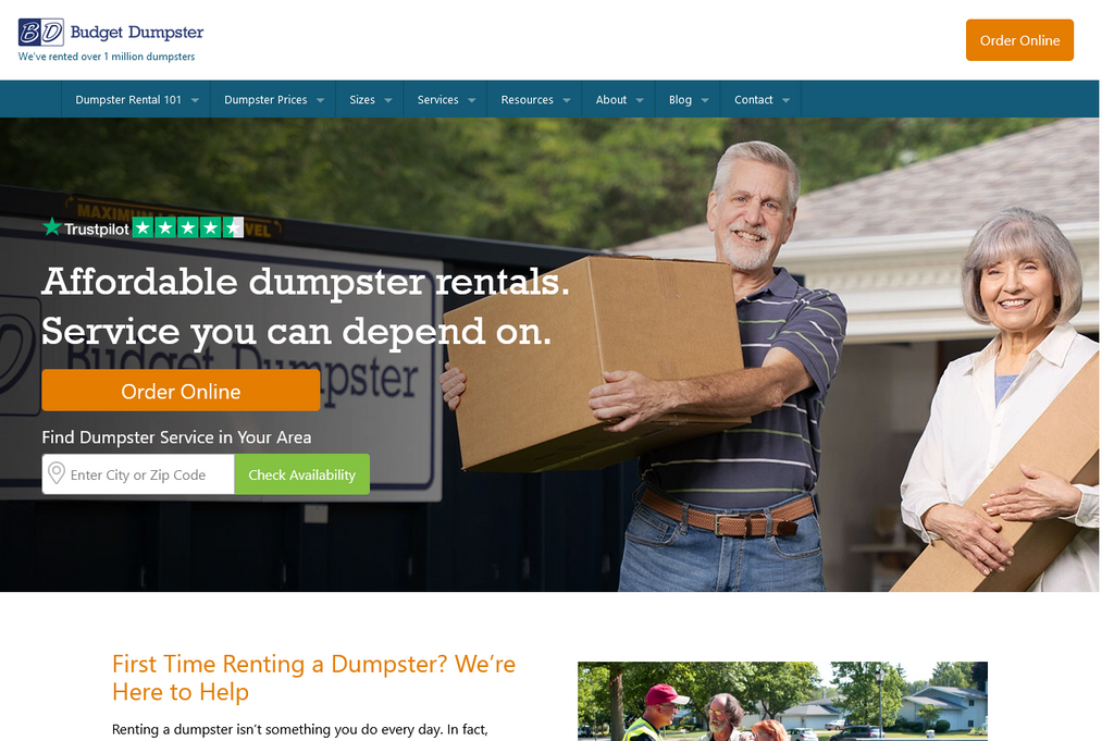 Website Design & Creation for dumpster rental website URL 1