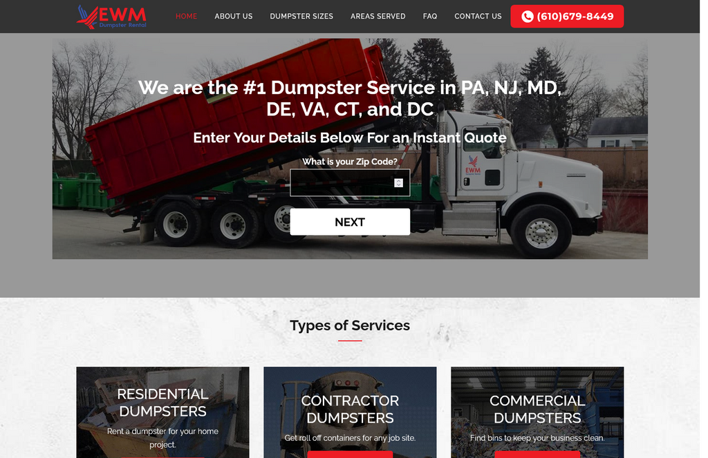 Website Design & Creation for dumpster rental website URL 4