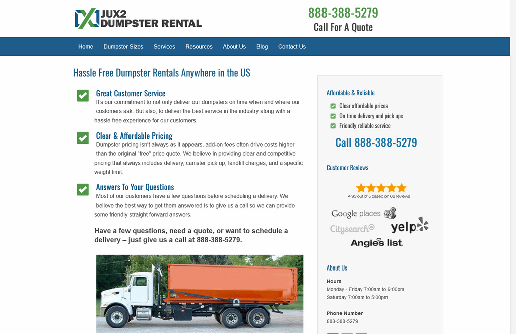Website Design & Creation for dumpster rental website URL 5