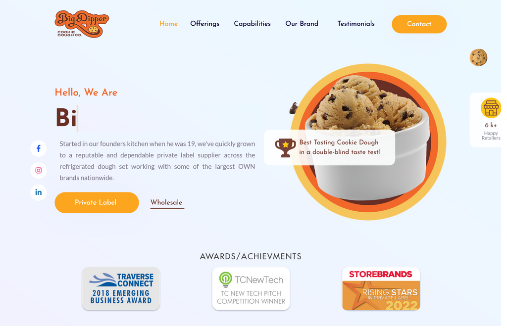 Website Design & Creation for edible cookie dough cafe website URL 4