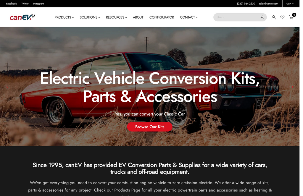 Website Design & Creation for electric vehicle conversion website URL 5