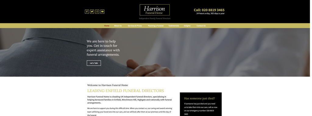 Website Design & Creation for funeral home website URL 2
