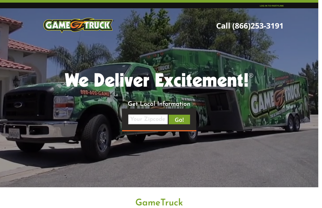 Website Design & Creation for game truck website URL 1