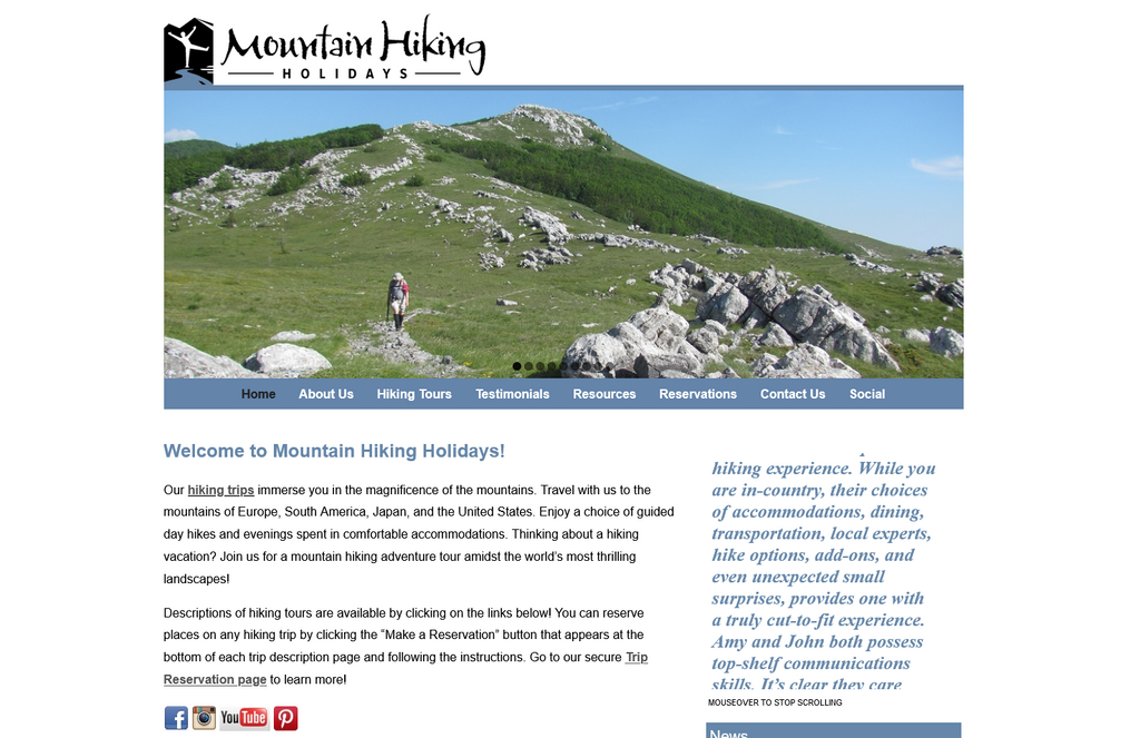 Website Design & Creation for hiking tour website URL 5