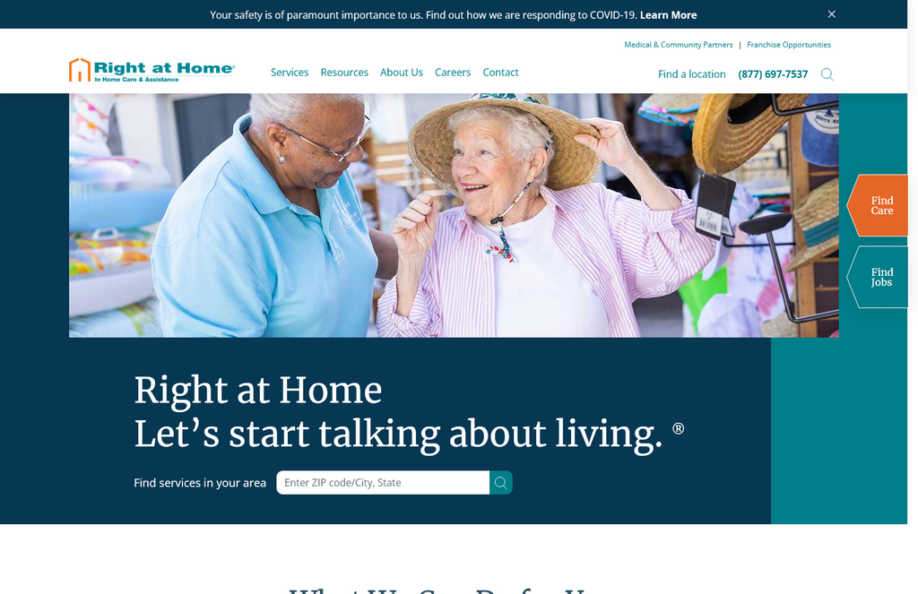 Website Design & Creation for home care website URL 1