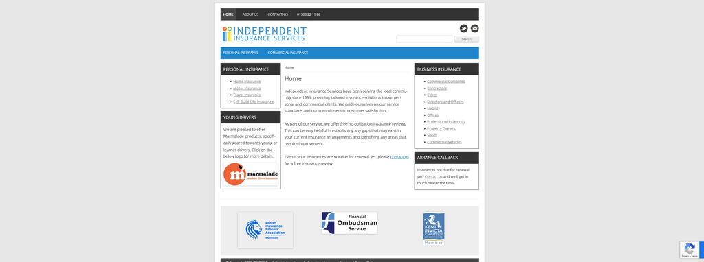 Website Design & Creation for independent insurance website URL 3