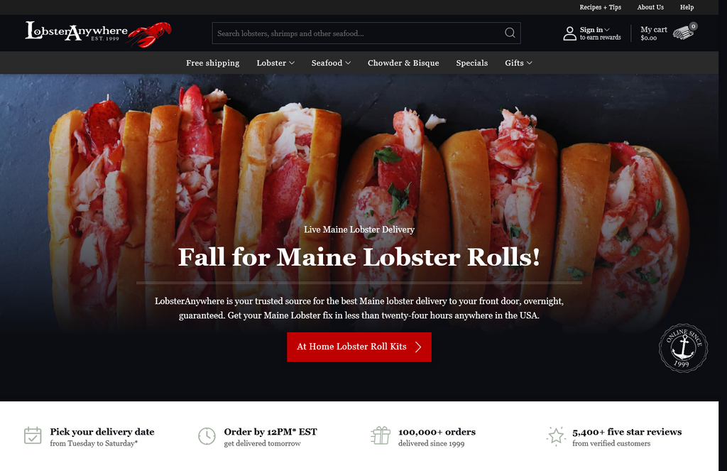 Website Design & Creation for lobster fishing store website URL 2