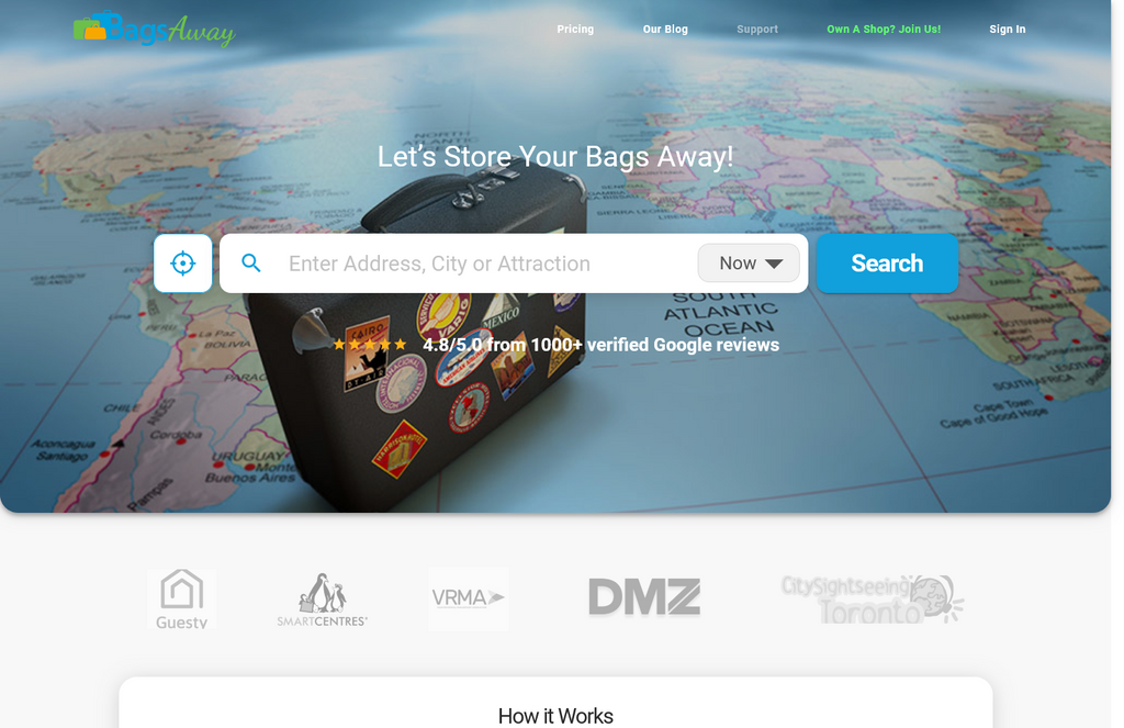 Website Design & Creation for luggage storage website URL 5