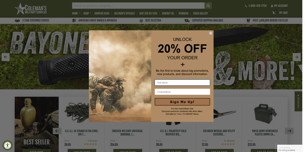 Website Design & Creation for military surplus store website URL 2