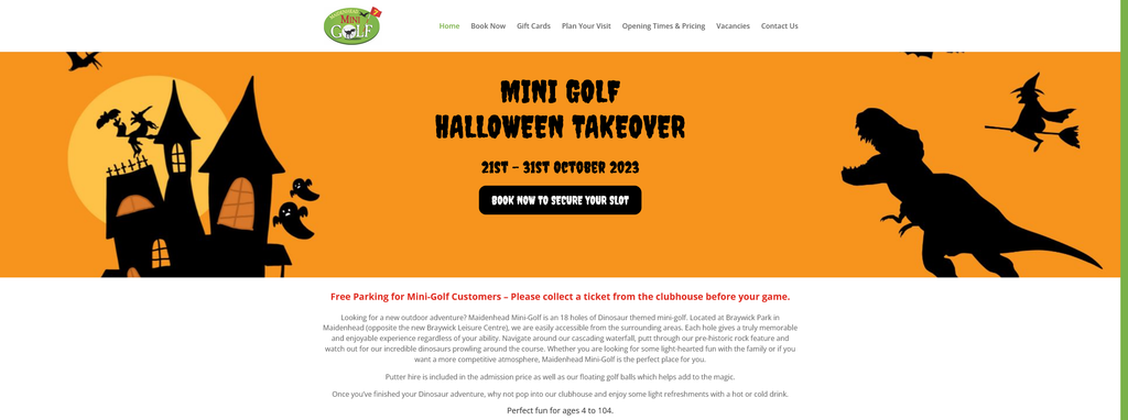 Website Design & Creation for miniature golf course website URL 2