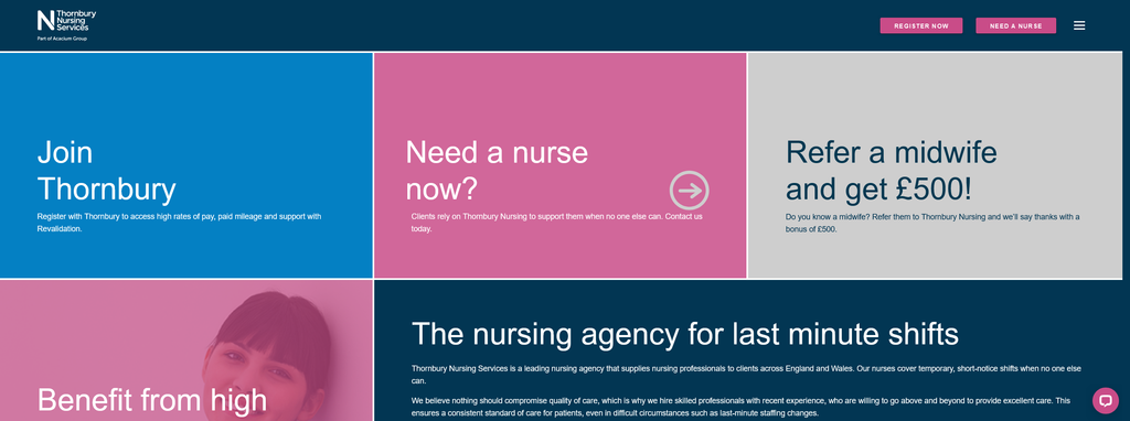 Website Design & Creation for nursing agency website URL 2