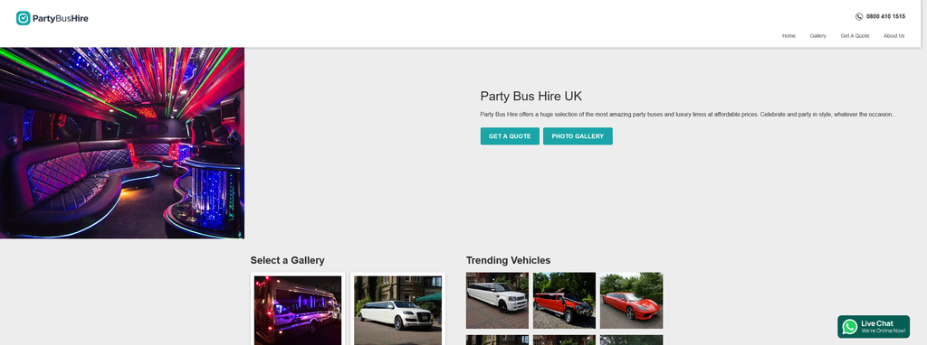 Website Design & Creation for party bus website URL 2