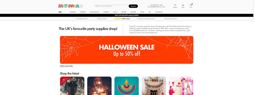 Website Design & Creation for party supply store website URL 2