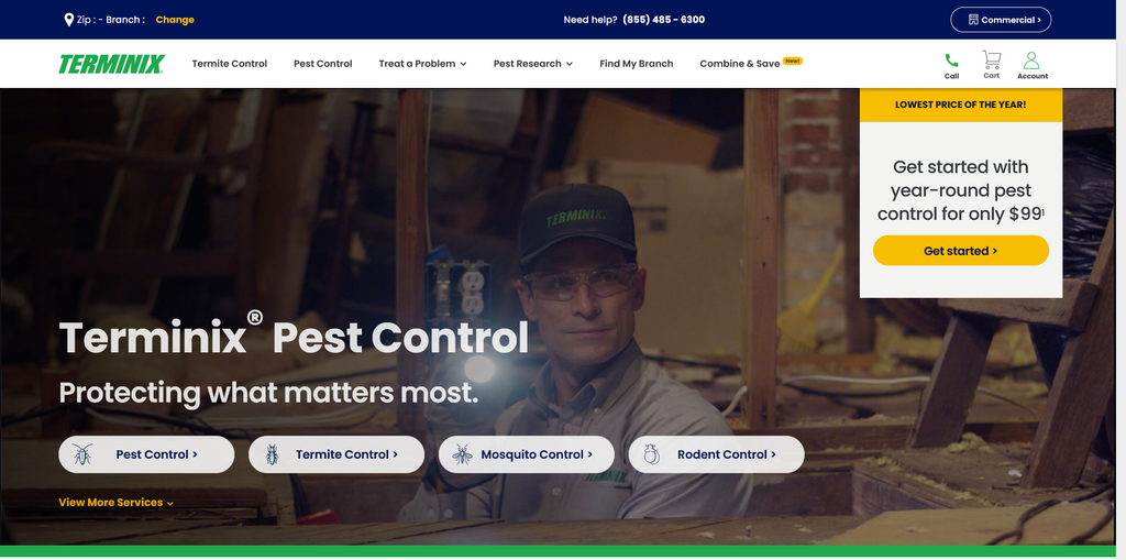 Website Design & Creation for pest control service website URL 1