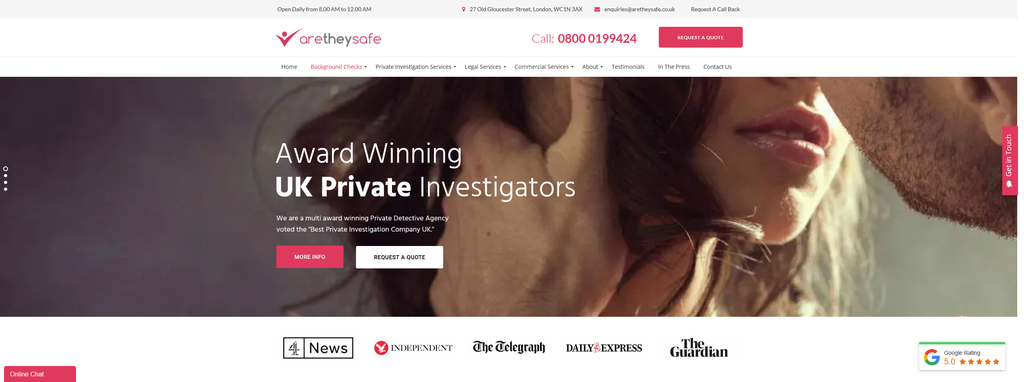 Website Design & Creation for private investigation firm website URL 5