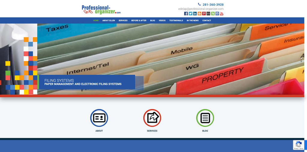 Website Design & Creation for professional organizing website URL 1