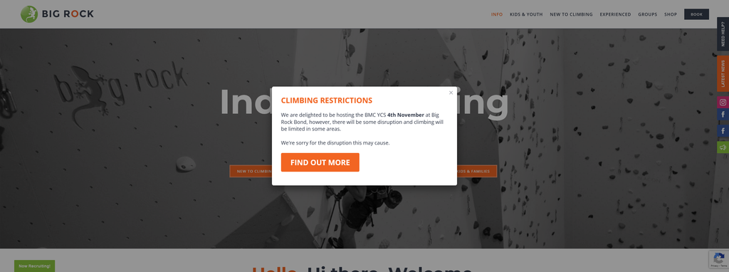 Website Design & Creation for rock climbing gym website URL 2