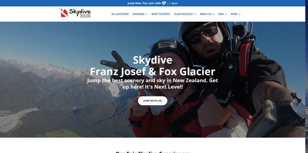 Website Design & Creation for skidiving website URL 1