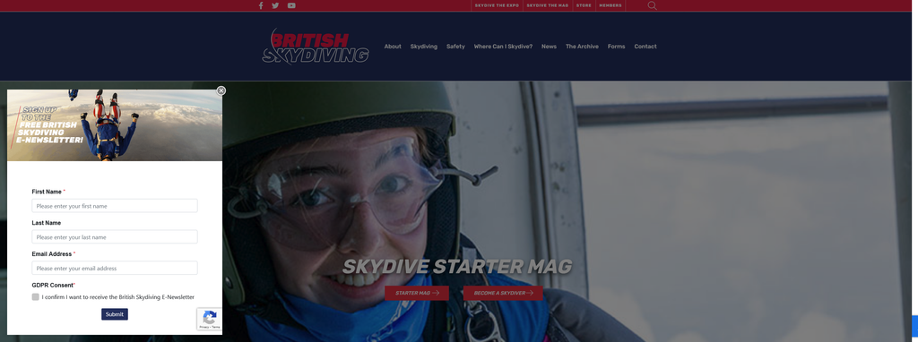 Website Design & Creation for skidiving website URL 2