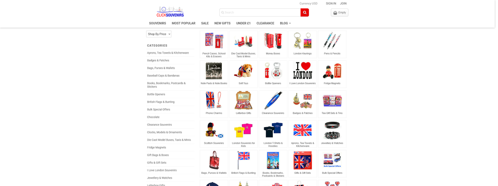 Website Design & Creation for souvenir shop website URL 1